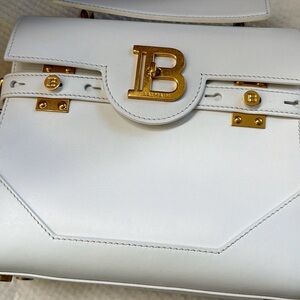 Balmain White and Gold Shoulder Bag